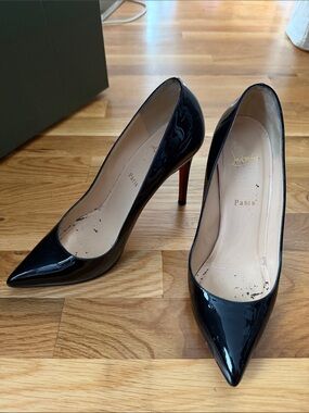 Christian Louboutin Black Patent Pointed-Toe Stiletto Pumps